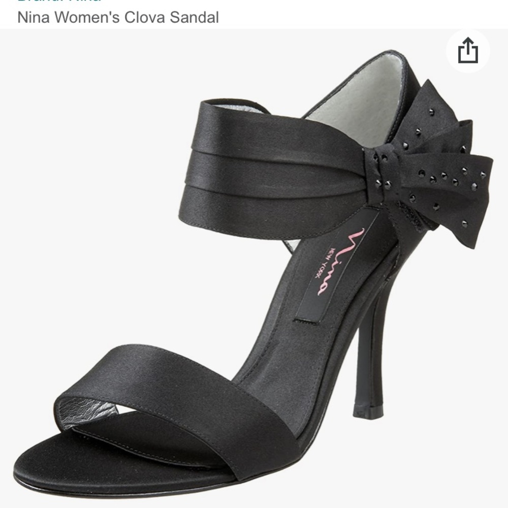 NEW Nina Clova Black Satin Bow Dressy Embellished Sandals